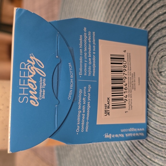 L'eggs Sheer Energy Jet Black Compression Sheer Tights Size A - Picture 4 of 6